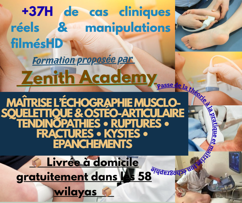 đ Formation AvancĂ©e & Pratique en Ăchographie Musculo-Squelettique & OstĂ©o-Articulaire â 37h de Cas Cliniques & Ateliers (Muscles, Tendons, Fractures, Kystes & Ăpanchements)